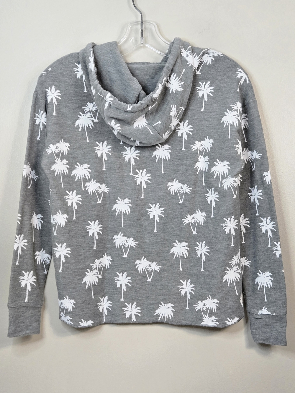 Chaser Women's Gray Palm Tree Print Cropped Hoodie, Size S ~ EUC - Picture 6 of 8